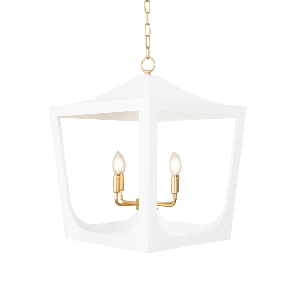 Worlds Away MODERN PAGODA LANTERN WITH FOUR LIGHT GOLD LEAF CLUSTER, BODY IN GOLD LEAF_x000D_