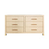 Worlds Away Six Drawer Chest With Rattan Wrapped Handles In Natural Grasscloth