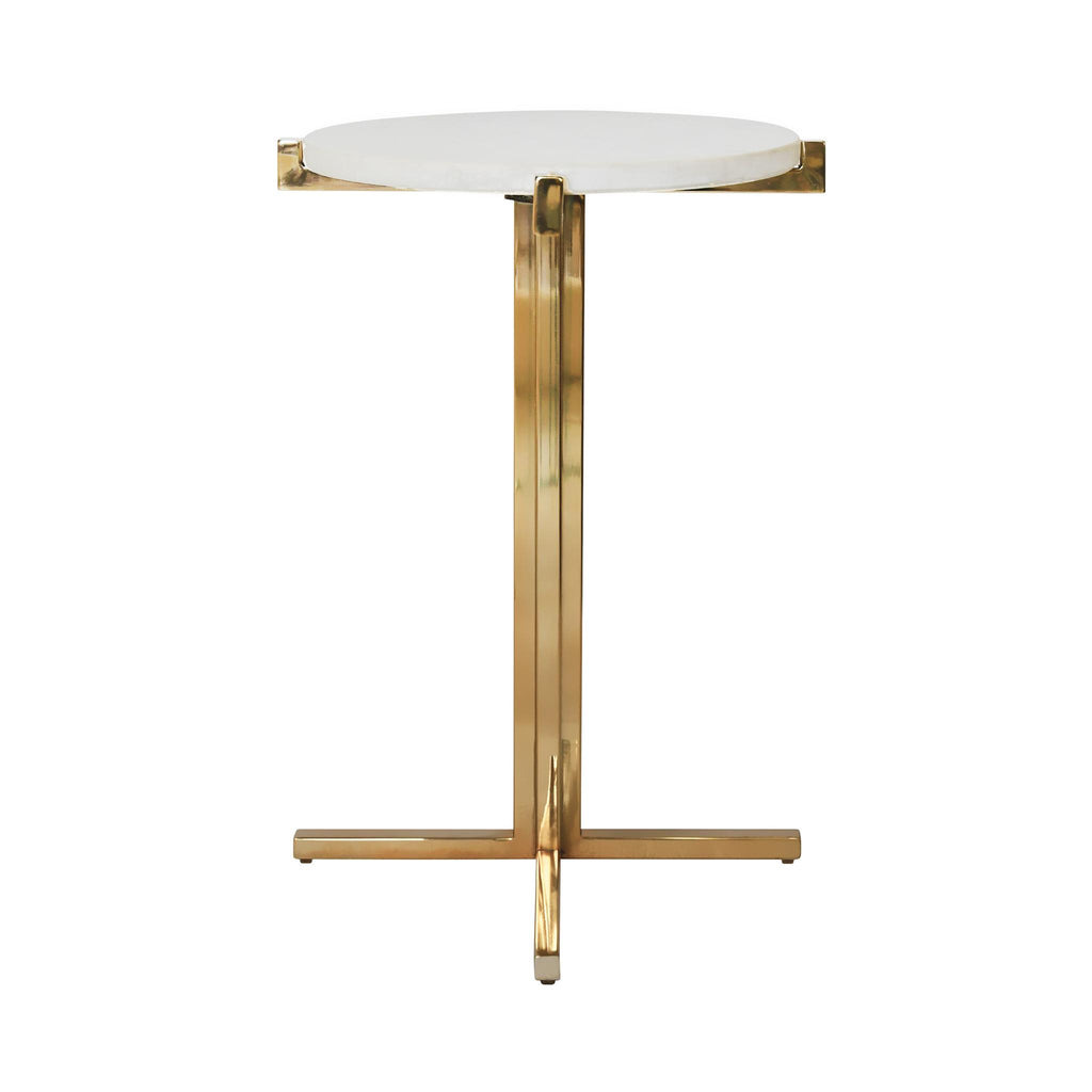 Worlds Away ROUND SIDE TABLE WITH BRASS X BASE AND WHITE MARBLE TOP_x000D__x000D__x000D__x000D__x000D__x000D__x000D__x000D_