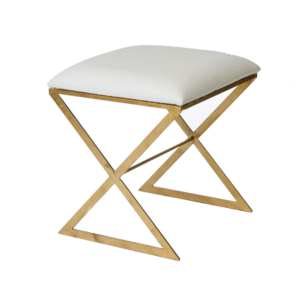 Worlds Away "X" STOOL, GOLD W BRN VELVET