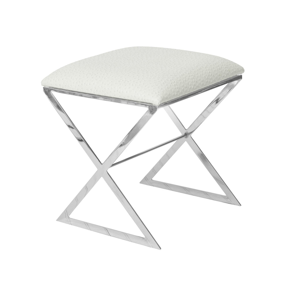 Worlds Away "X" STOOL, NICKEL W BRN VELVET