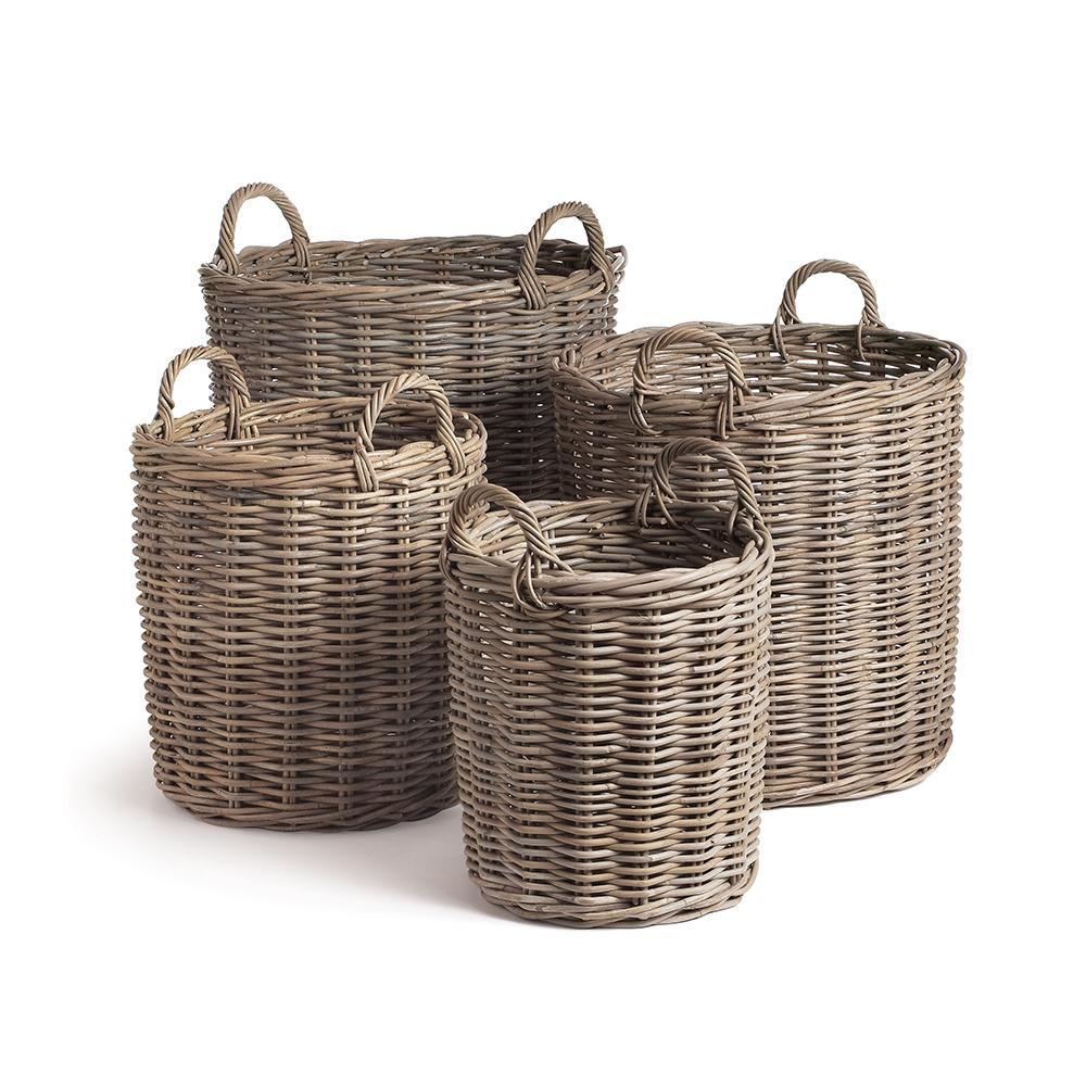 Napa Gray Normandy Round Baskets, Set Of 4