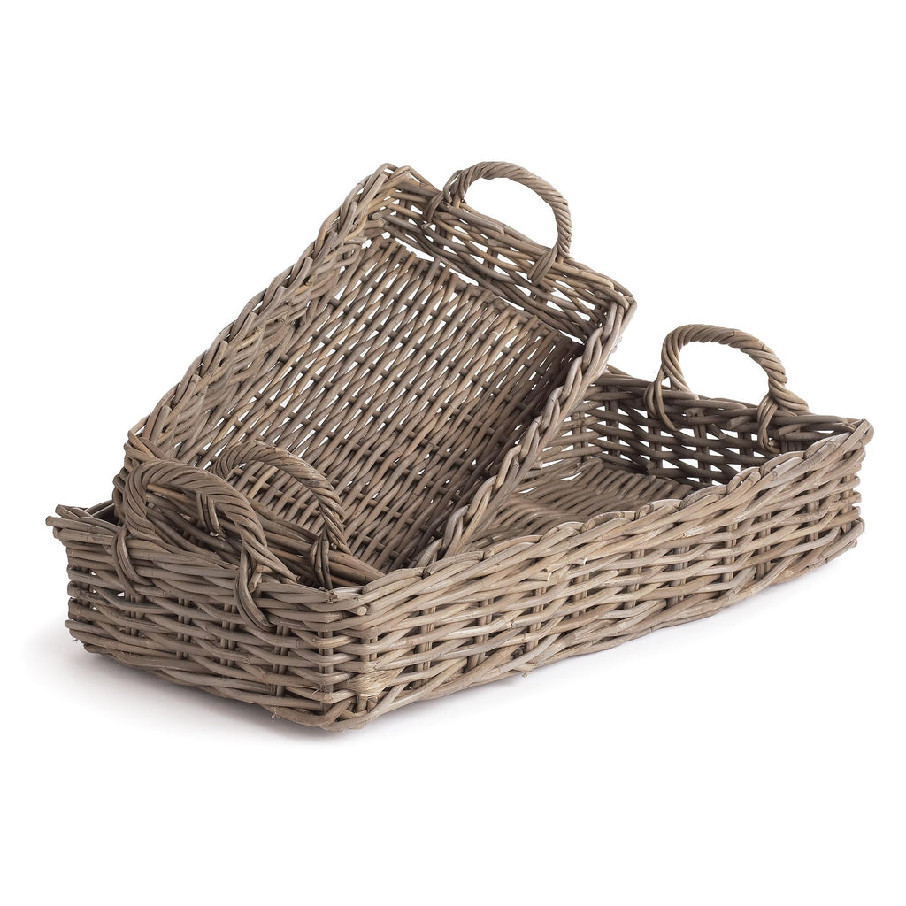 Napa Gray Normandy Rectangle Trays, Set Of 2