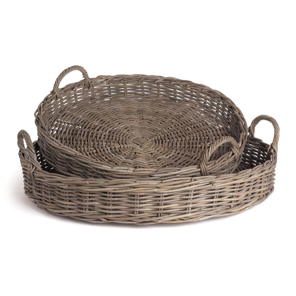 Napa Gray Normandy Extra Large Low Round Baskets, Set Of 2