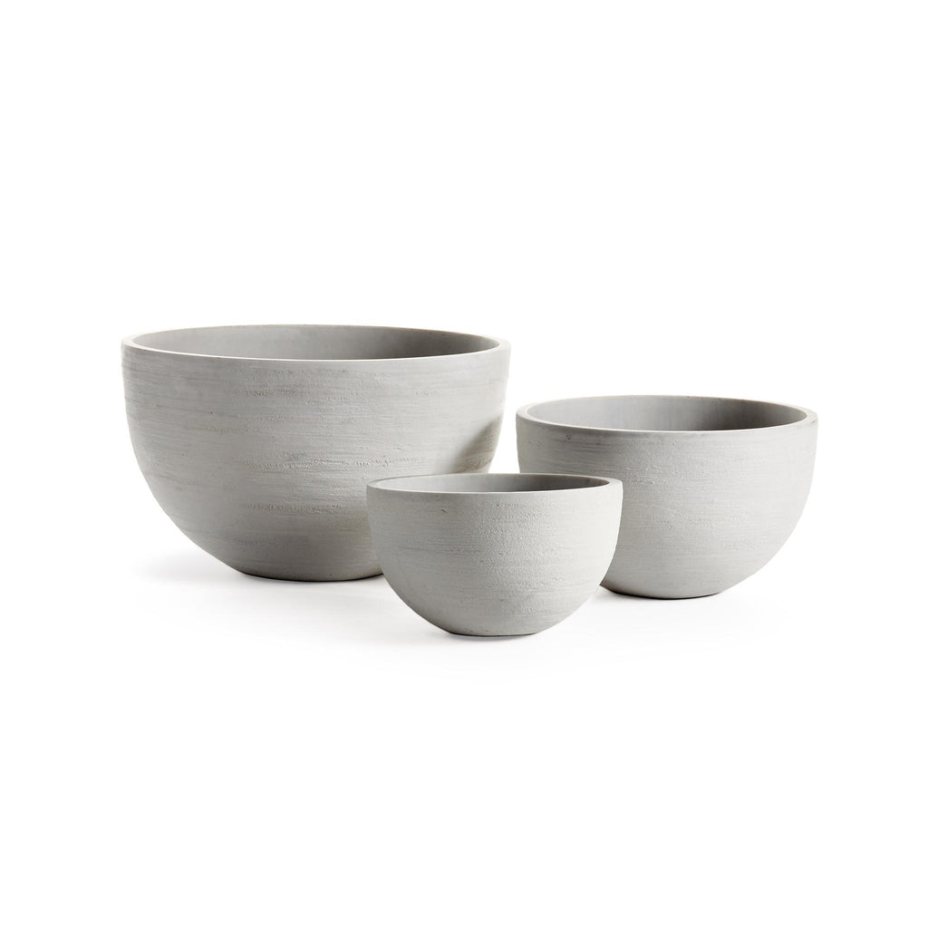 Napa White Fibrestone Malibu Low Bowls, Set Of 3