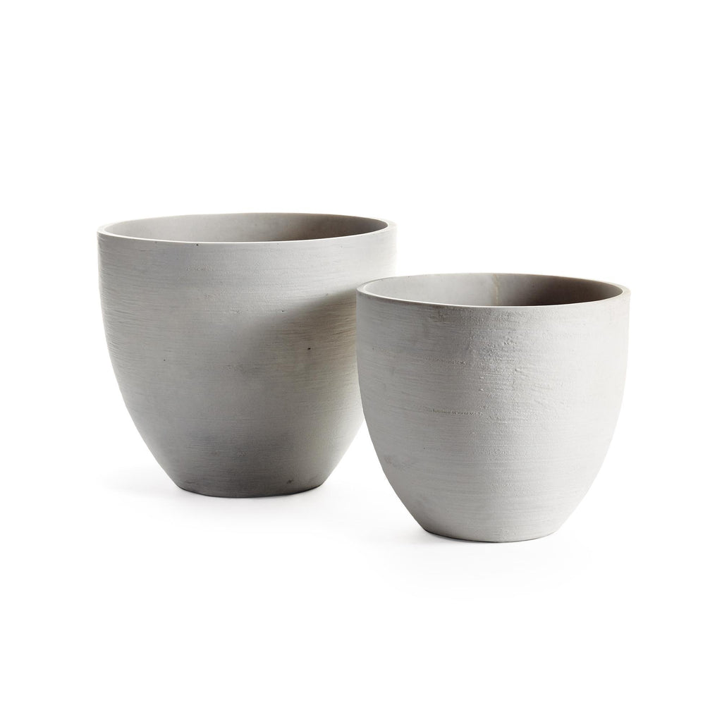 Napa White Fibrestone Malibu Tapered Pots, Set Of 2