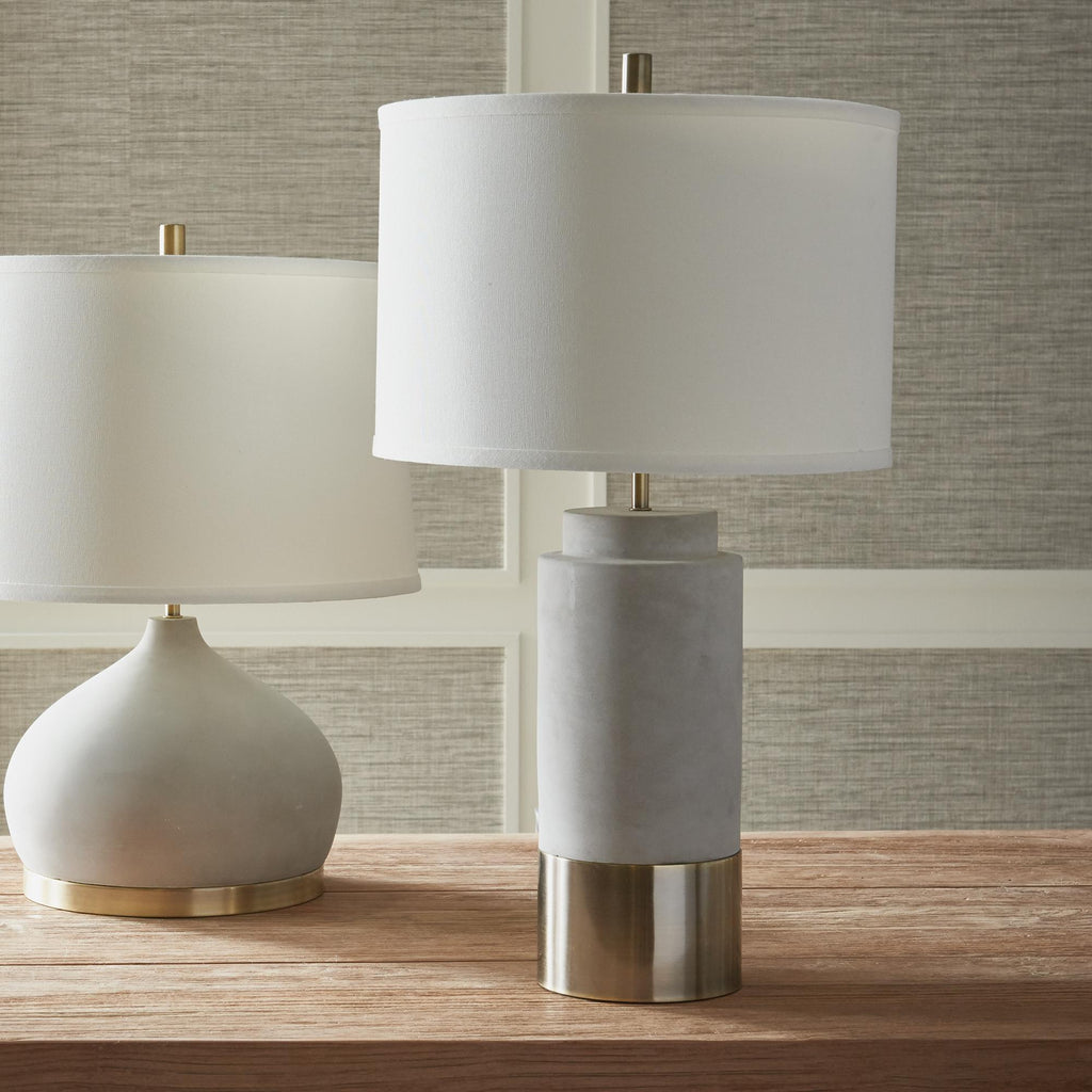 Napa Natural Concrete/Antique Brass Scully Cylinder Lamp