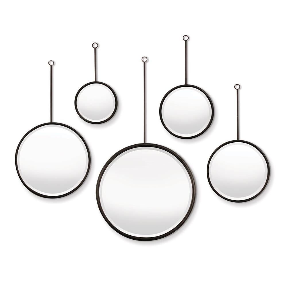 Napa Distressed Black Maison Noir Pendulum Mirrors, Set Of 5