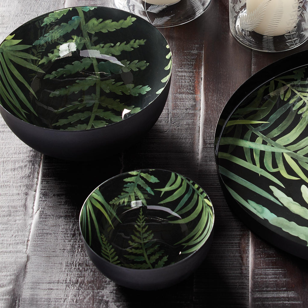 Napa Black/Green Garden Fern Bowls, Set Of 2