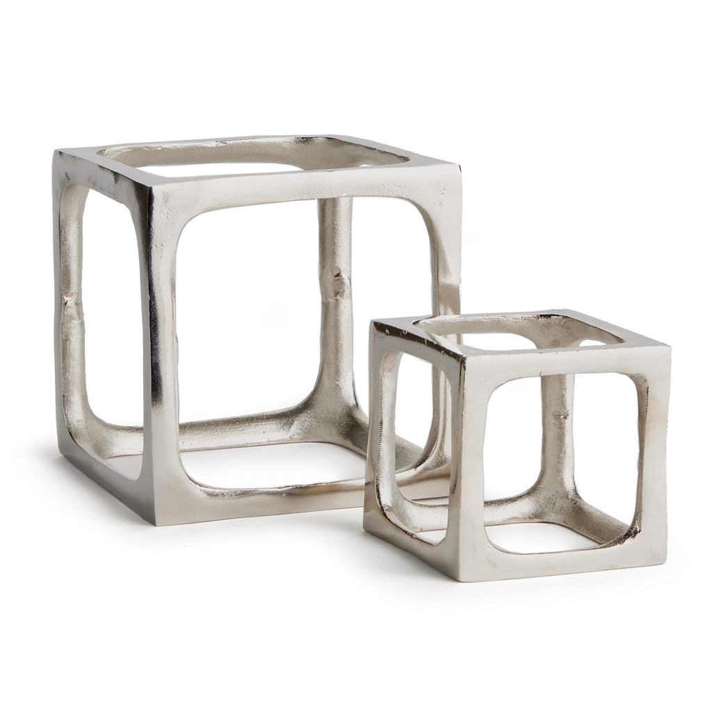 Napa Silver Cubist Sculptures, Set Of 2