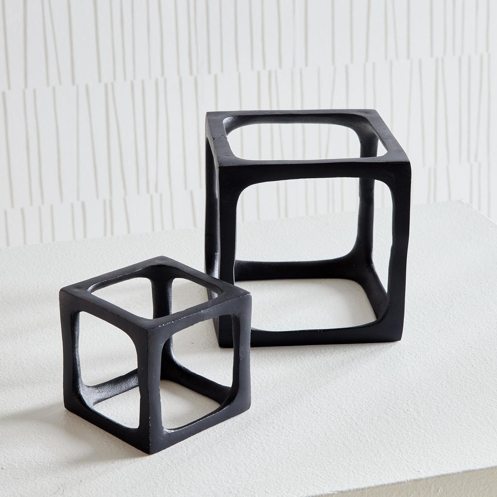 Napa Black Cubist Sculptures, Set Of 2