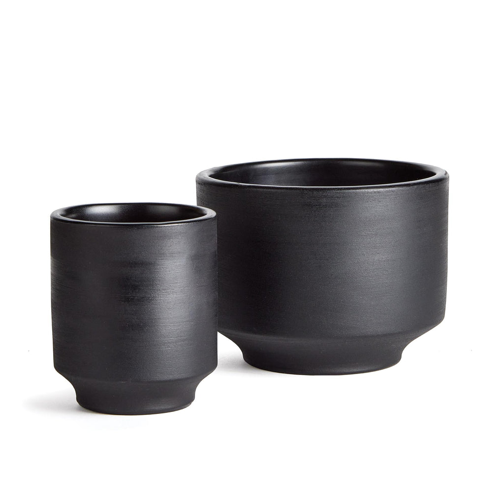 Napa Textured Black Zola Cachepots, Set Of 2