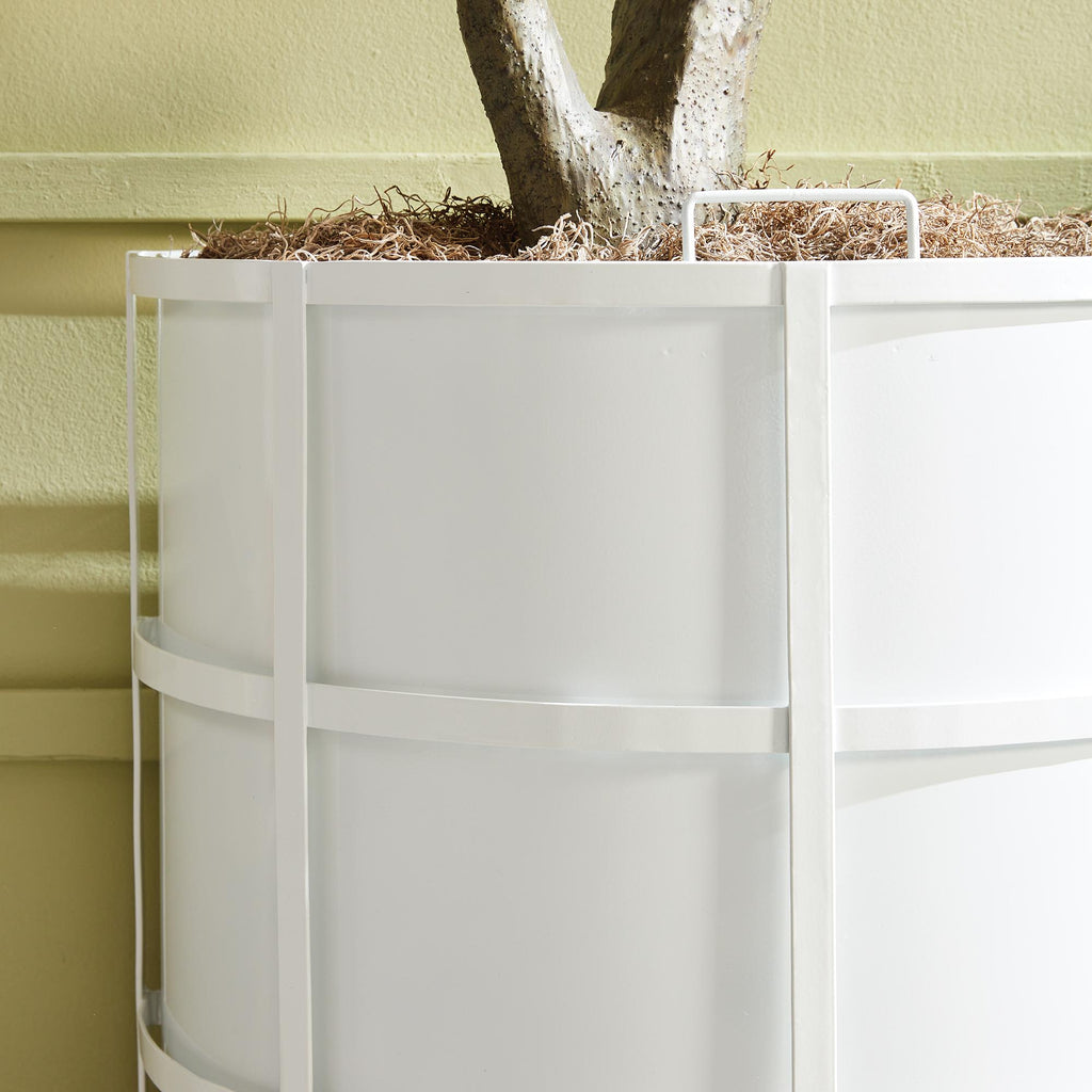 Napa White Fremont Demilune Planter Short