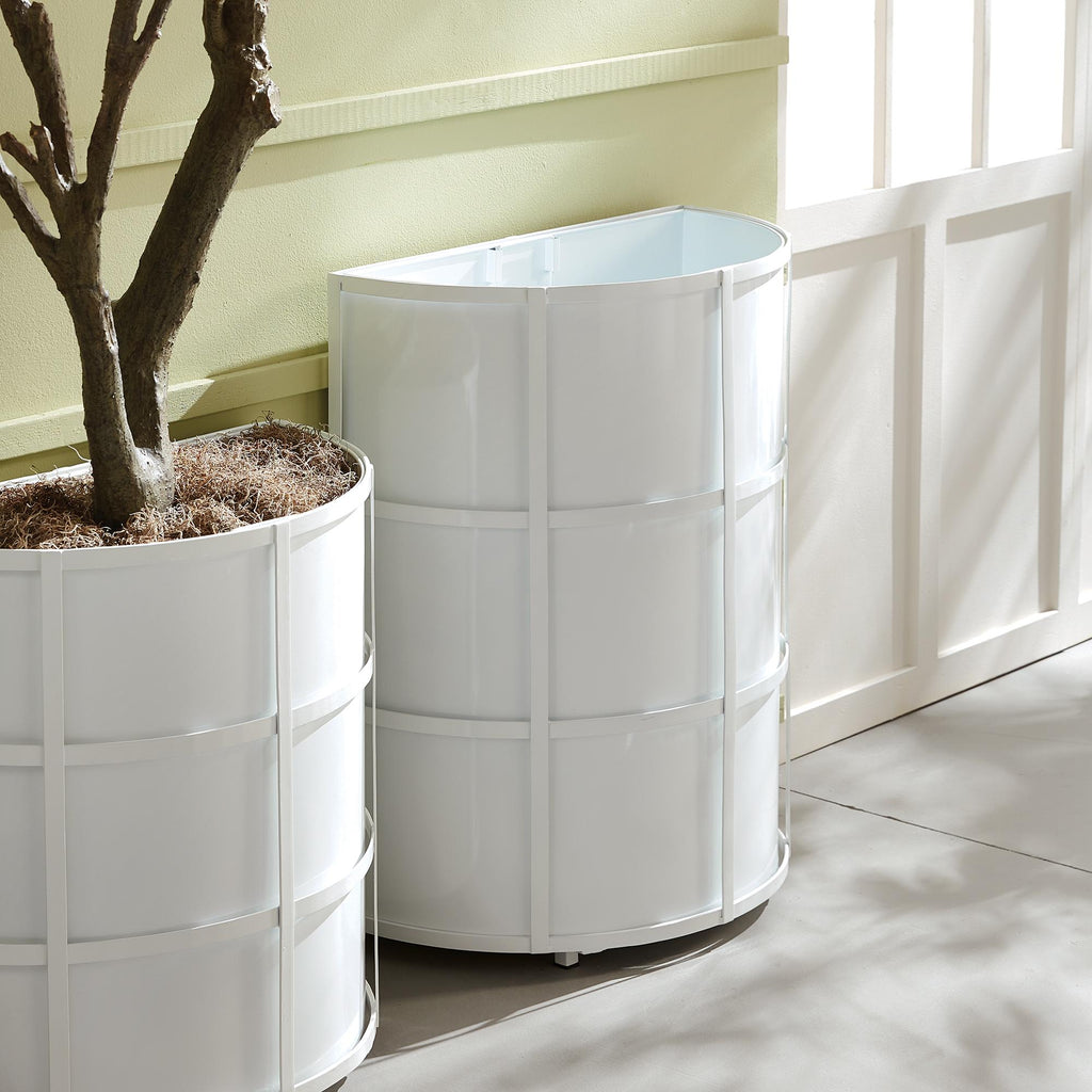 Napa White Fremont Demilune Planter Tall