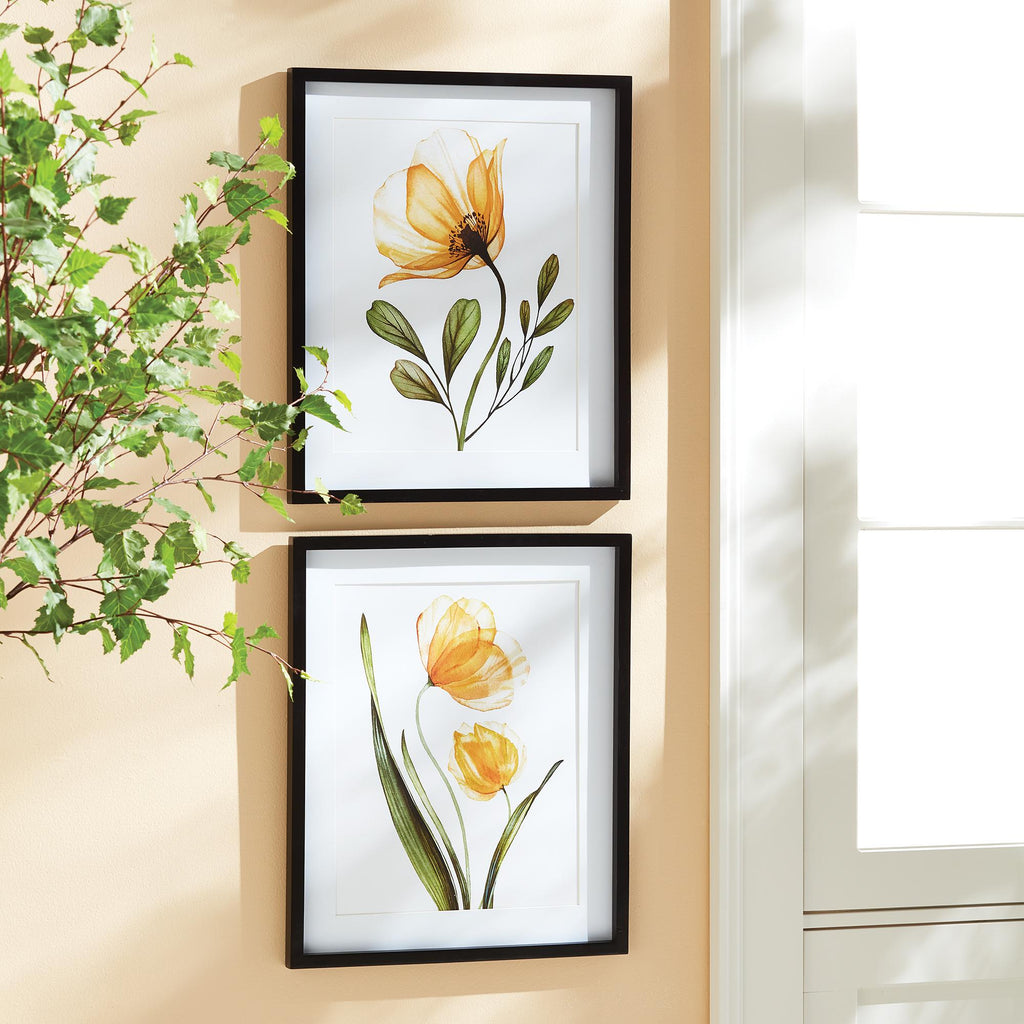 Napa Black/Yellow X-Ray Botanical Prints, Set Of 2