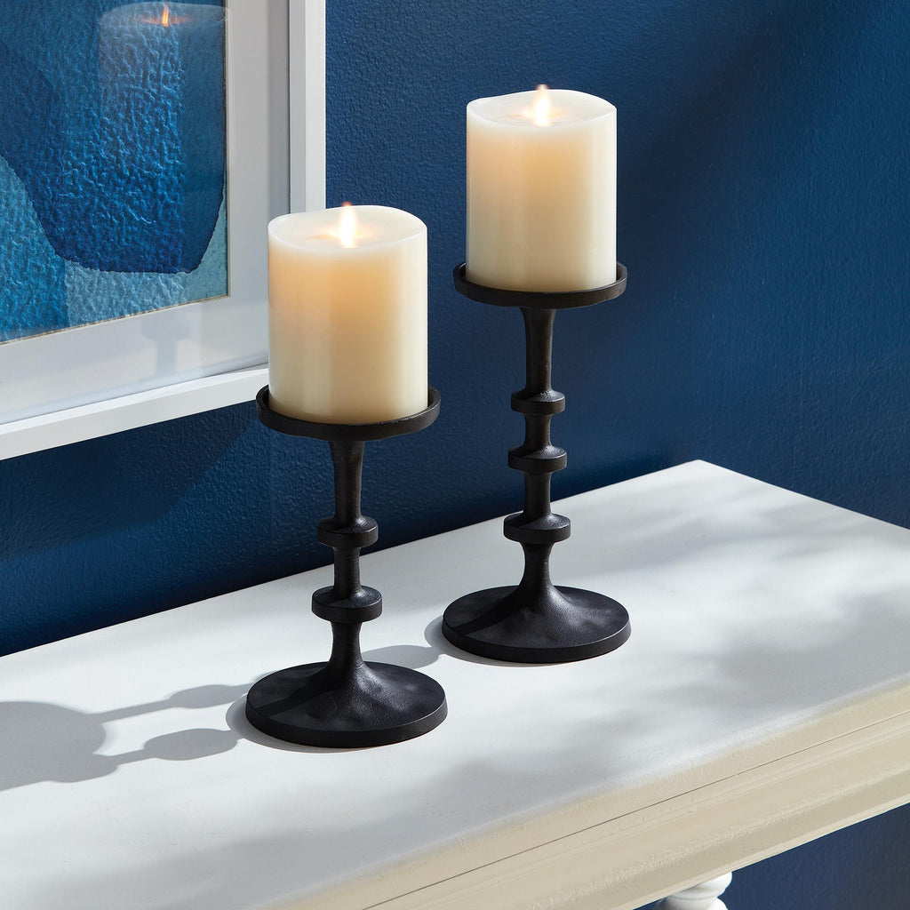 Napa Black Bronze Abacus Petite Candle Stands, Set Of 2