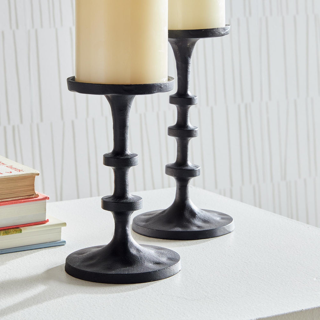 Napa Black Bronze Abacus Petite Candle Stands, Set Of 2