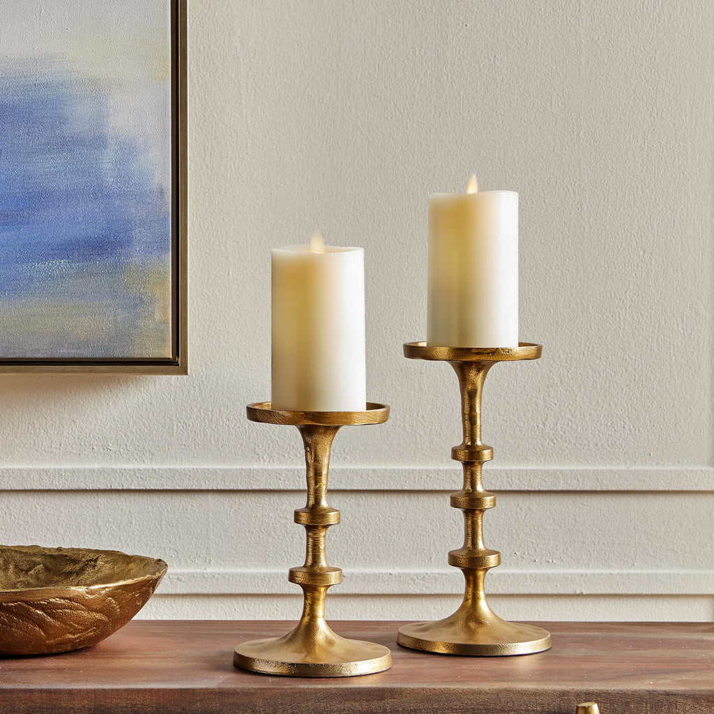 Napa Brass Abacus Petite Candle Stands, Set Of 2