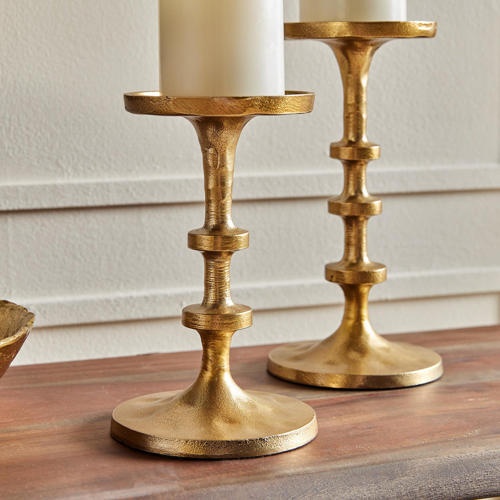 Napa Brass Abacus Petite Candle Stands, Set Of 2