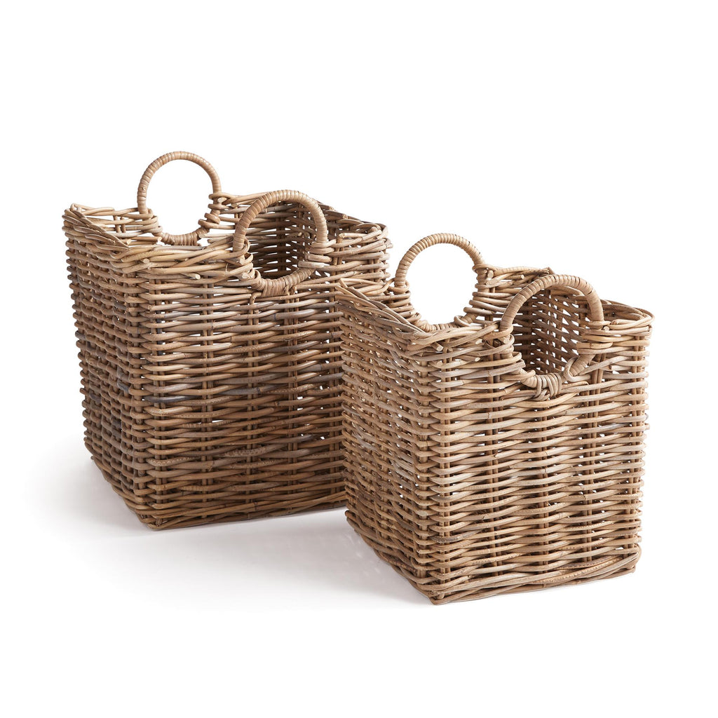 Napa Nature's Gray Normandy Halo Square Baskets, Set Of 2