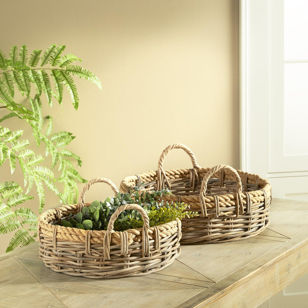 Napa Nature's Gray Sonoma Low Baskets, Set Of 2