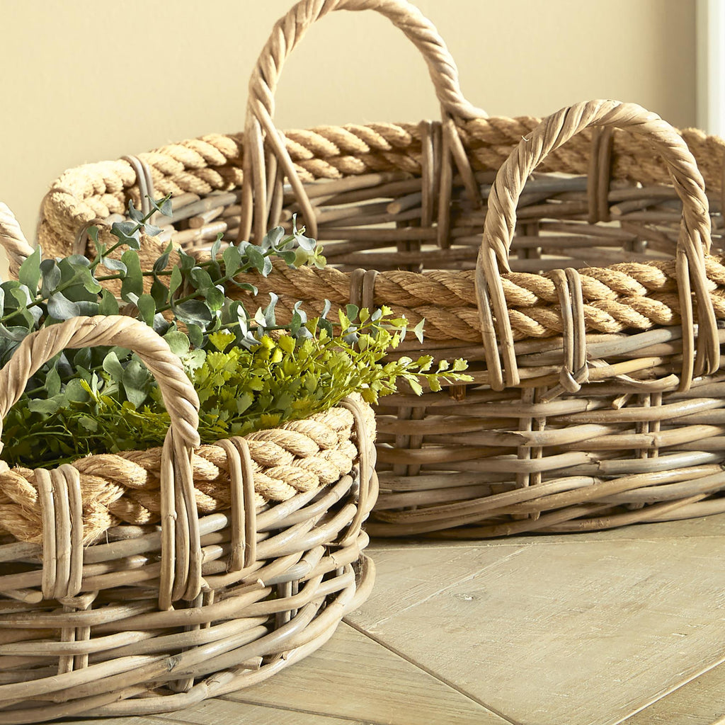 Napa Nature's Gray Sonoma Low Baskets, Set Of 2