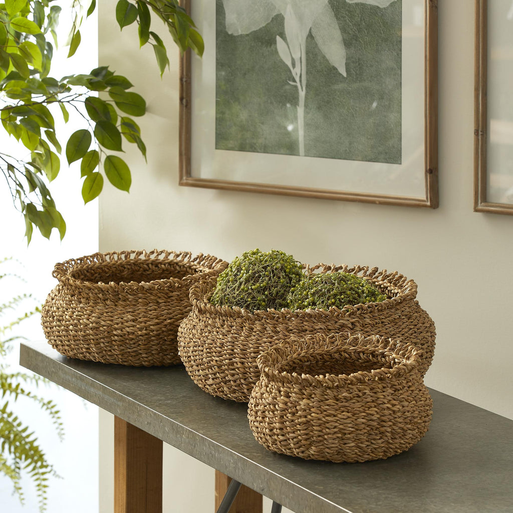 Napa Natural Seagrass Loop Baskets, Set Of 3