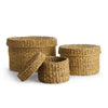 Napa Natural Seagrass Round Lidded Baskets, Set Of 3