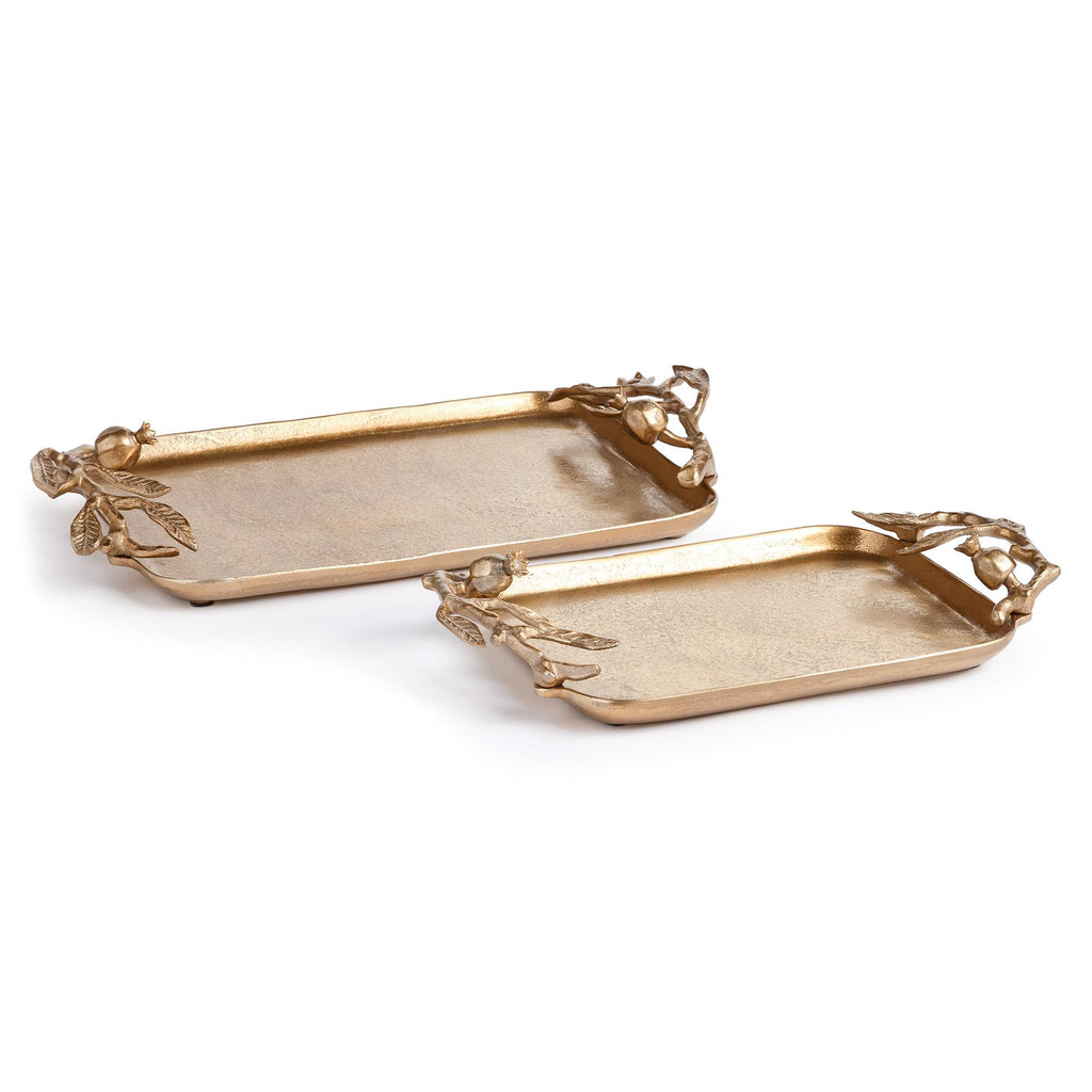 Napa Gold Pomegranate Branch Decorative Trays, Set Of 2