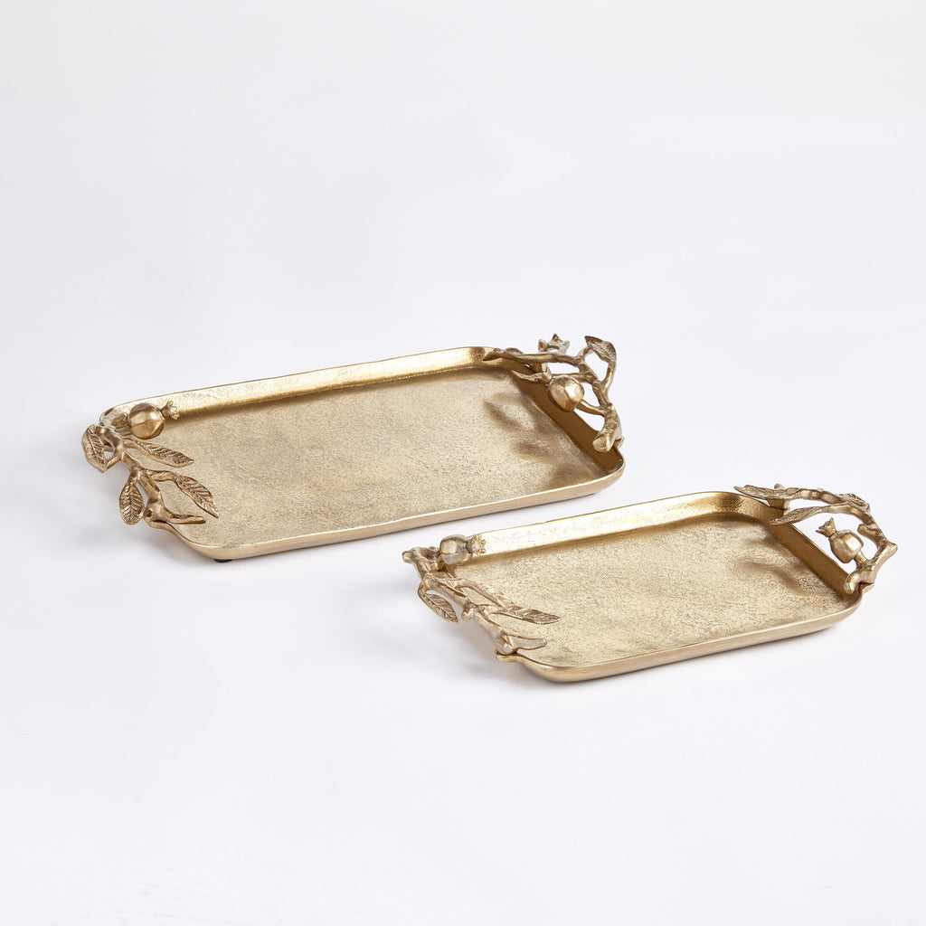 Napa Gold Pomegranate Branch Decorative Trays, Set Of 2