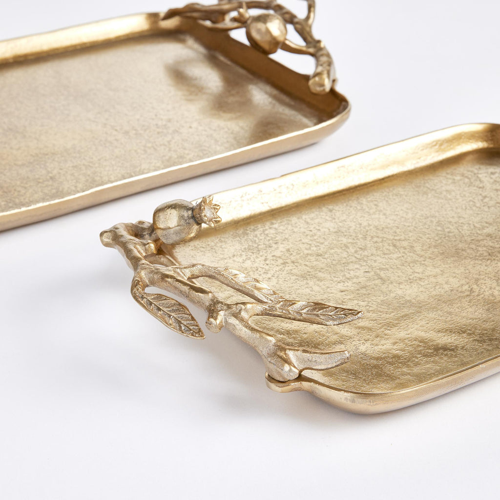 Napa Gold Pomegranate Branch Decorative Trays, Set Of 2