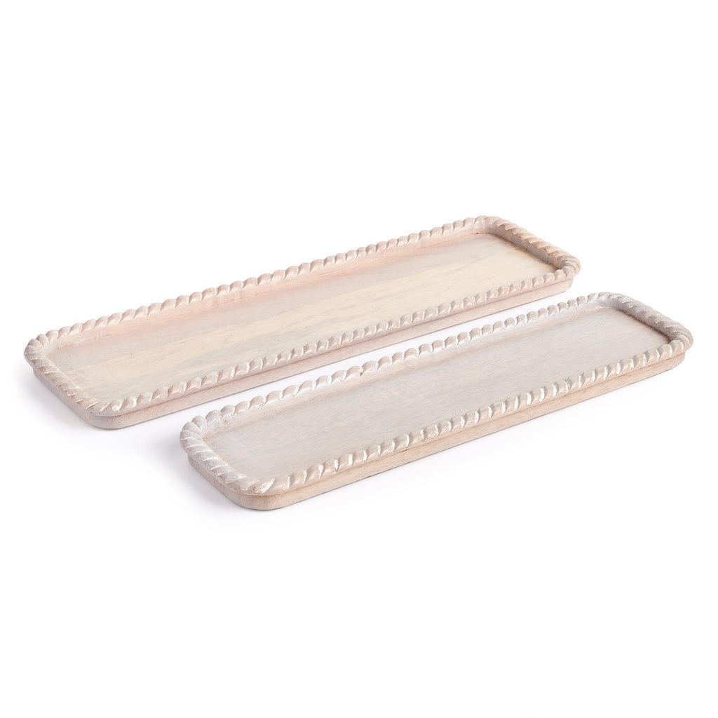 Napa Whitewash Langley Rectangular Trays, Set Of 2