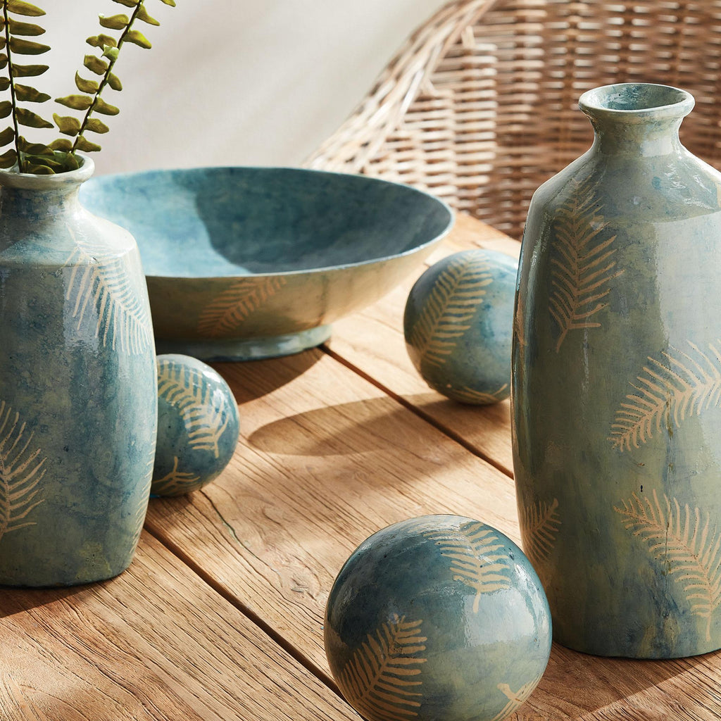 Napa Dusty Blue Fernscape Decorative Bowl