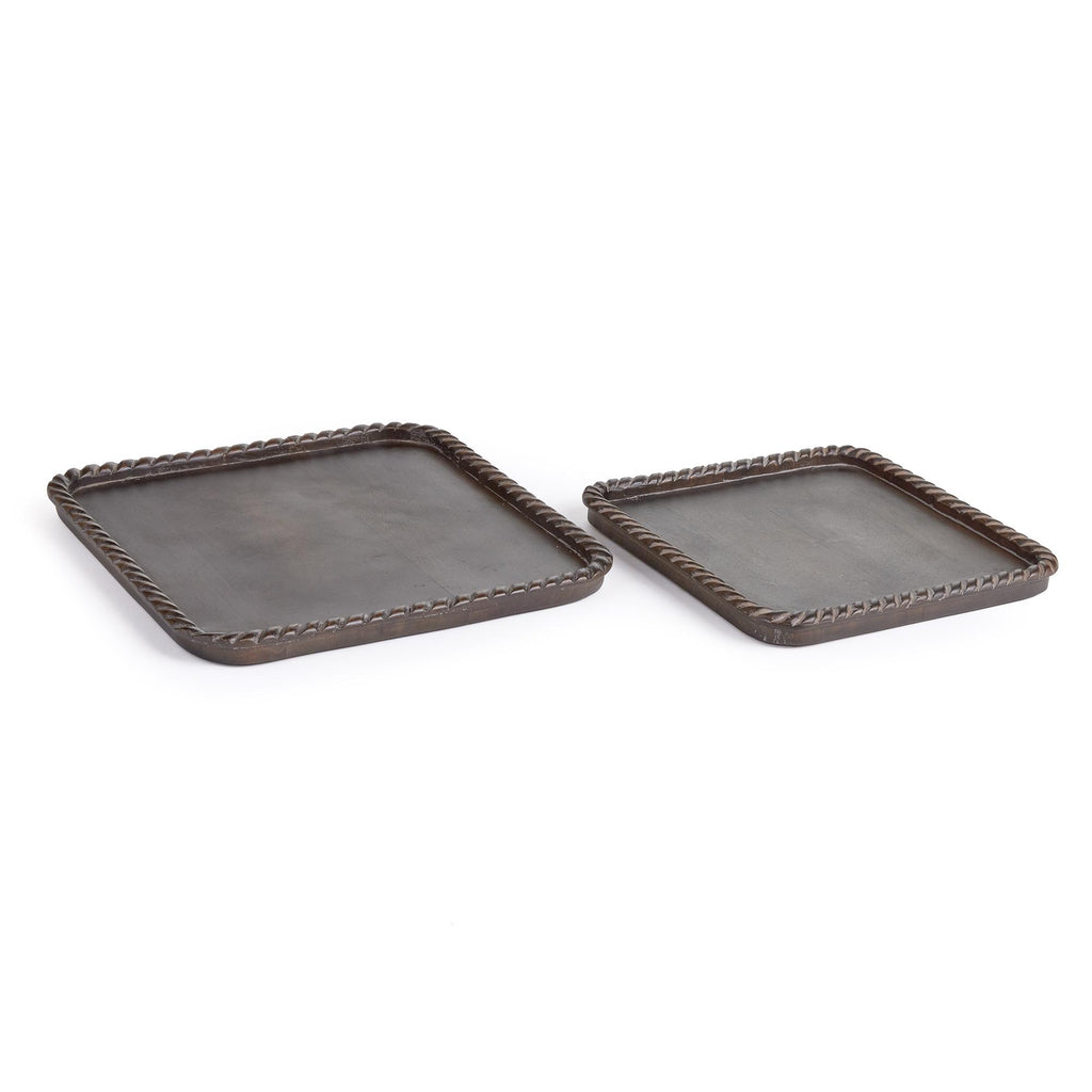 Napa Washed Black Langley Square Trays, Set Of 2