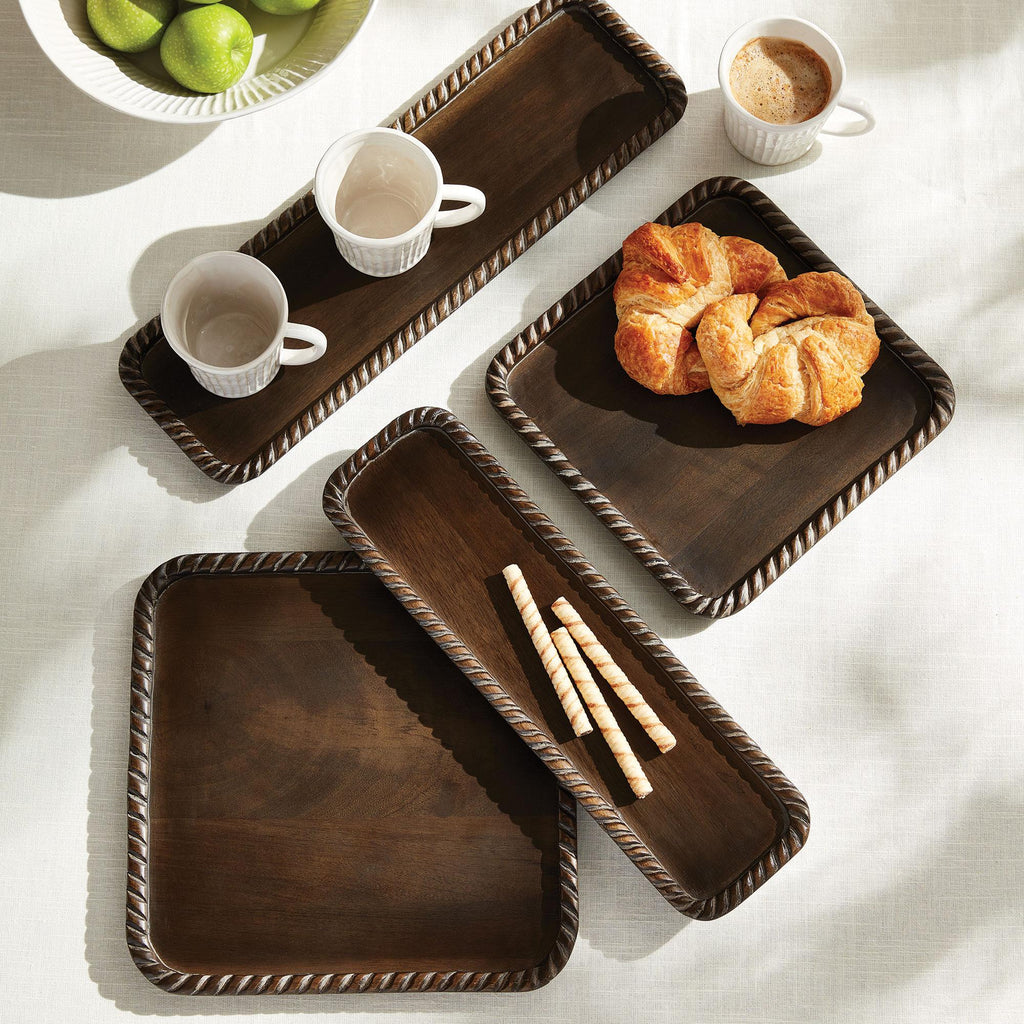 Napa Washed Black Langley Square Trays, Set Of 2