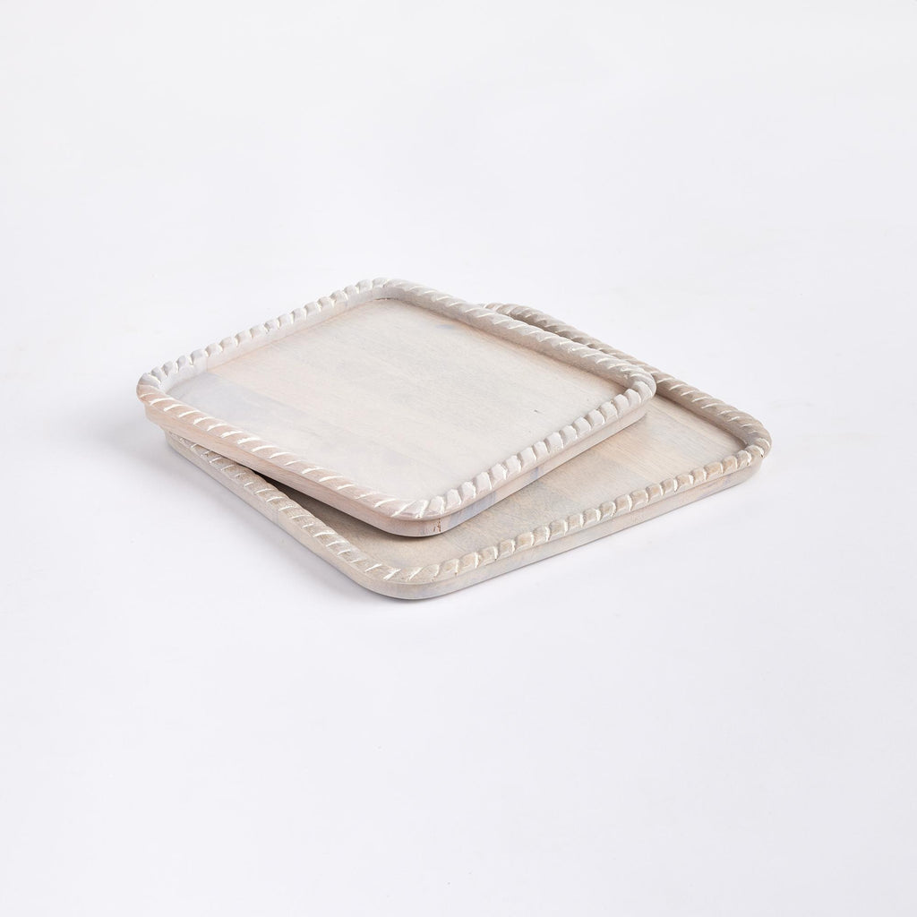 Napa Whitewash Langley Square Trays, Set Of 2