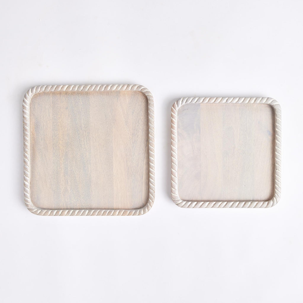 Napa Whitewash Langley Square Trays, Set Of 2