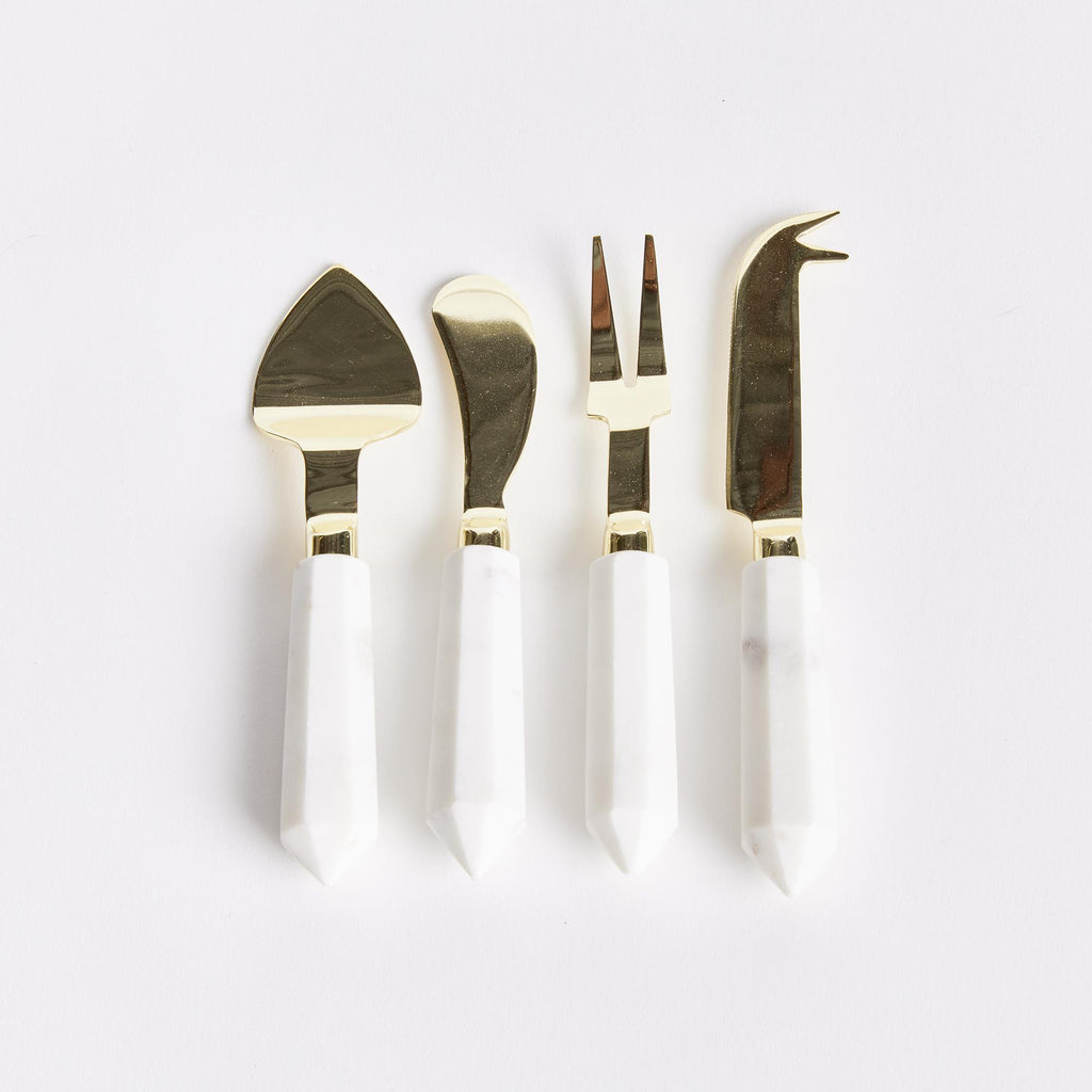 Napa White Marble/Gold Asteria Cheese Knives St/4