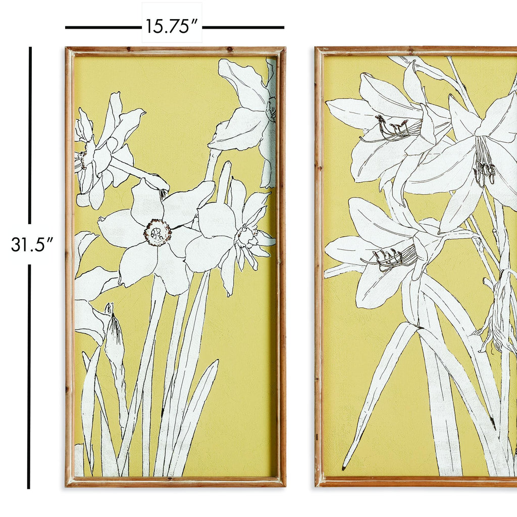 Napa Natural/Yellow Flowering Amaryllis Prints, Set Of 2