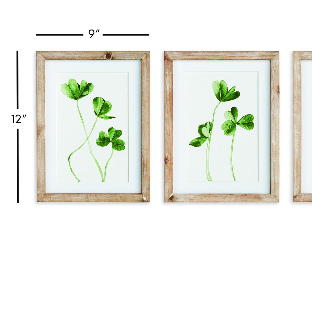 Napa Natural/Green Clover Cuttings Petite Prints, Set Of 3