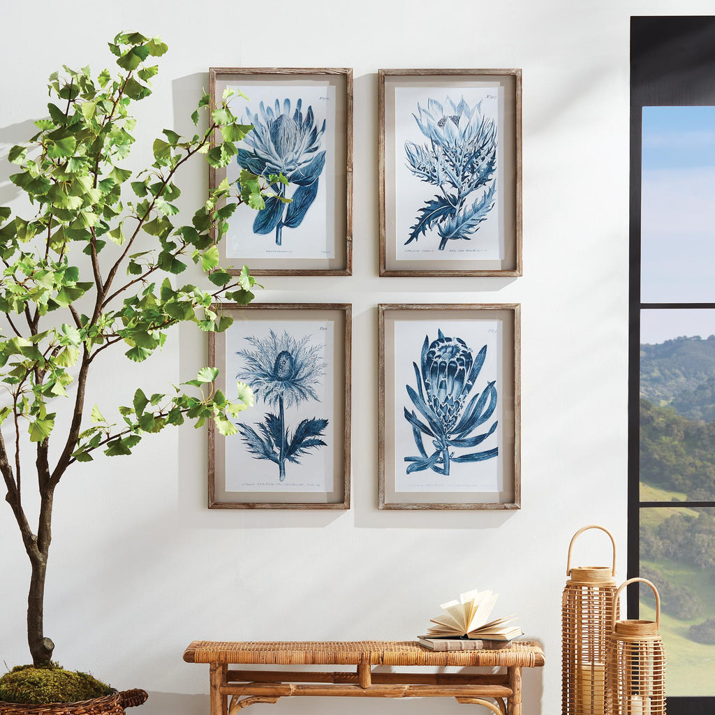 Napa Natural/Blue Indigo Protea Prints St/4