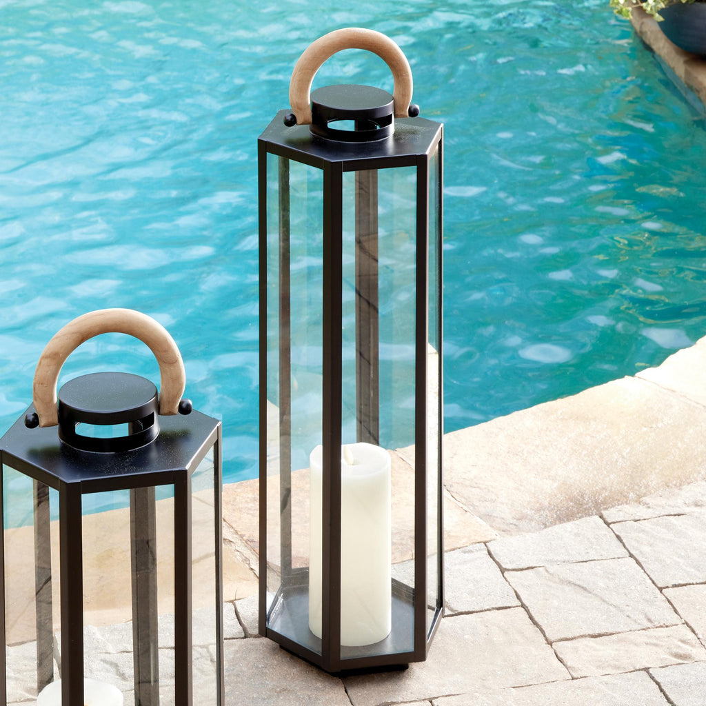 Napa Black/Natural Dockside Outdoor Lantern Small