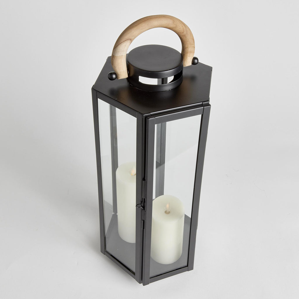 Napa Black/Natural Dockside Outdoor Lantern Small