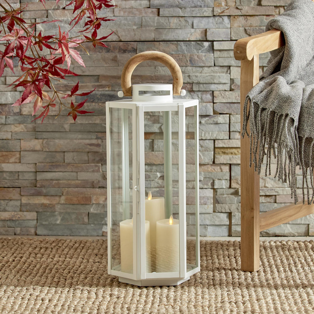 Napa White/Natural Dockside Outdoor Lantern Small