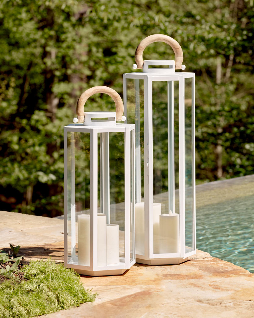 Napa White/Natural Dockside Outdoor Lantern Small