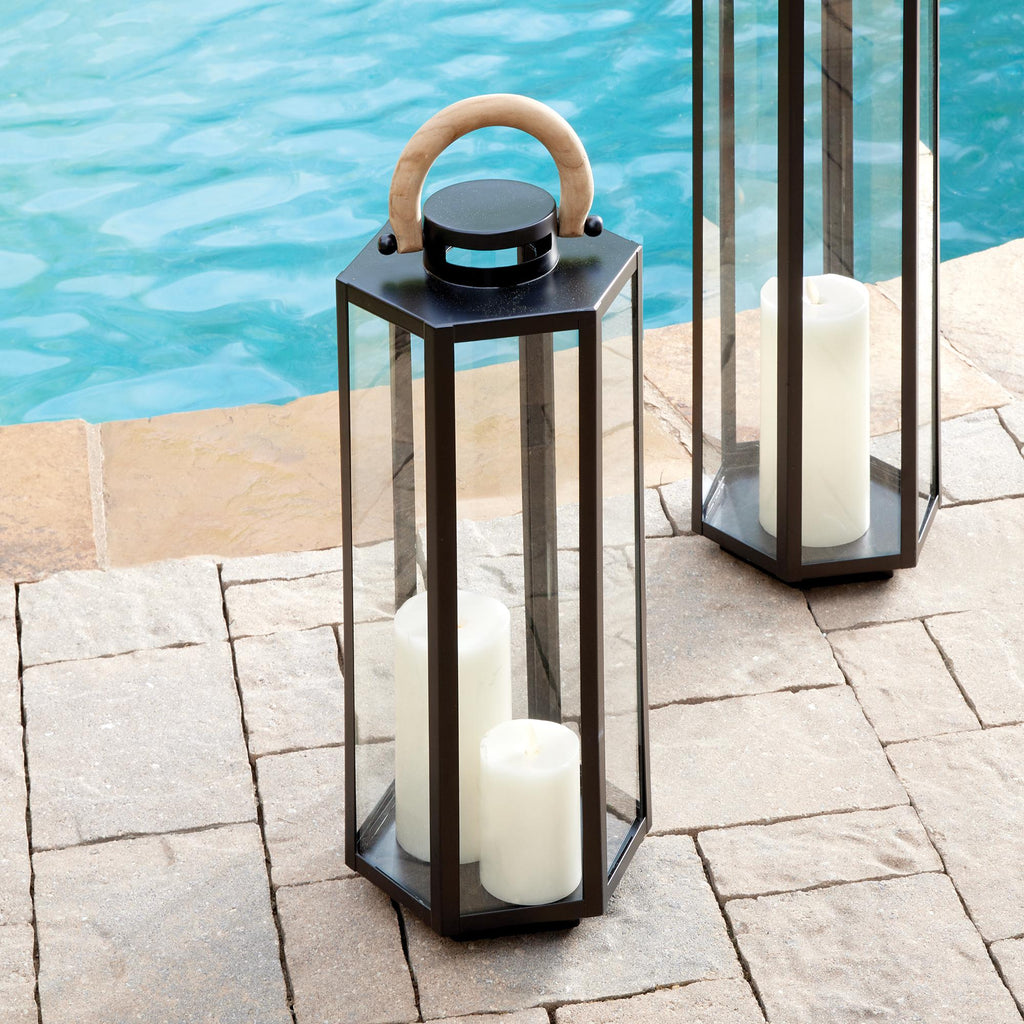 Napa Black/Natural Dockside Outdoor Lantern Large