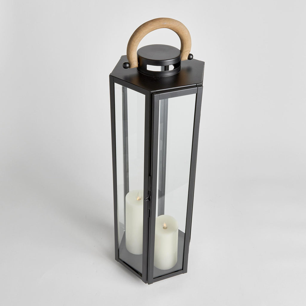 Napa Black/Natural Dockside Outdoor Lantern Large