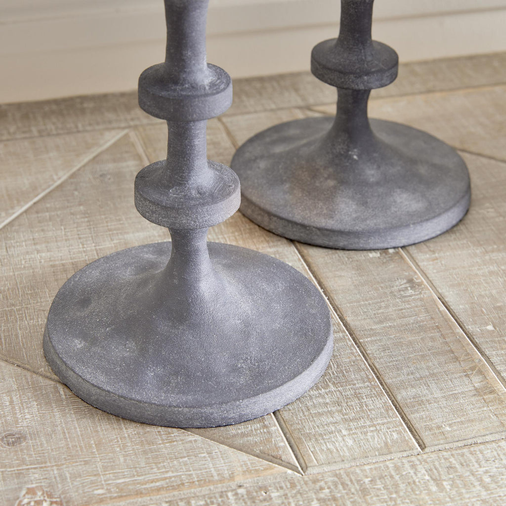 Napa Aged Zinc Abacus Petite Candle Stands, Set Of 2