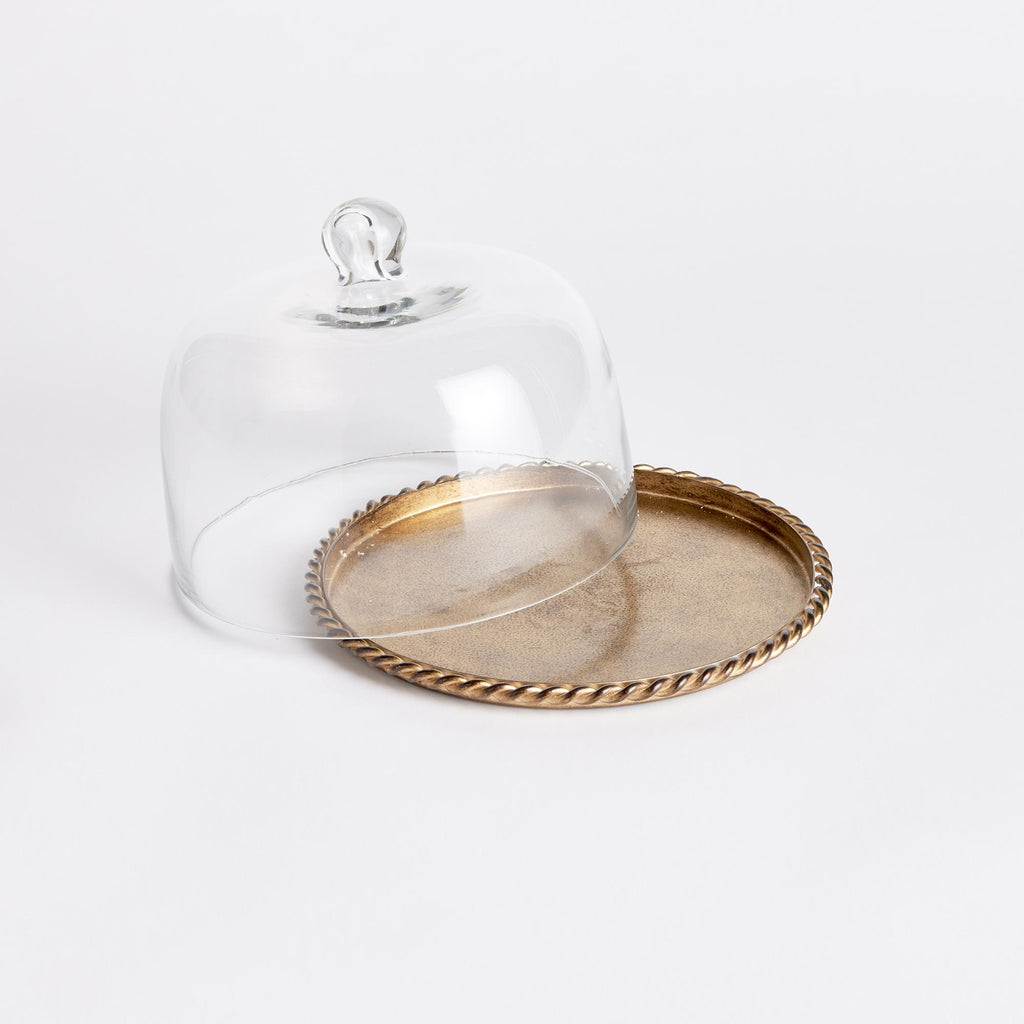 Napa Antique Gold Braiden Tray With Cloche Small