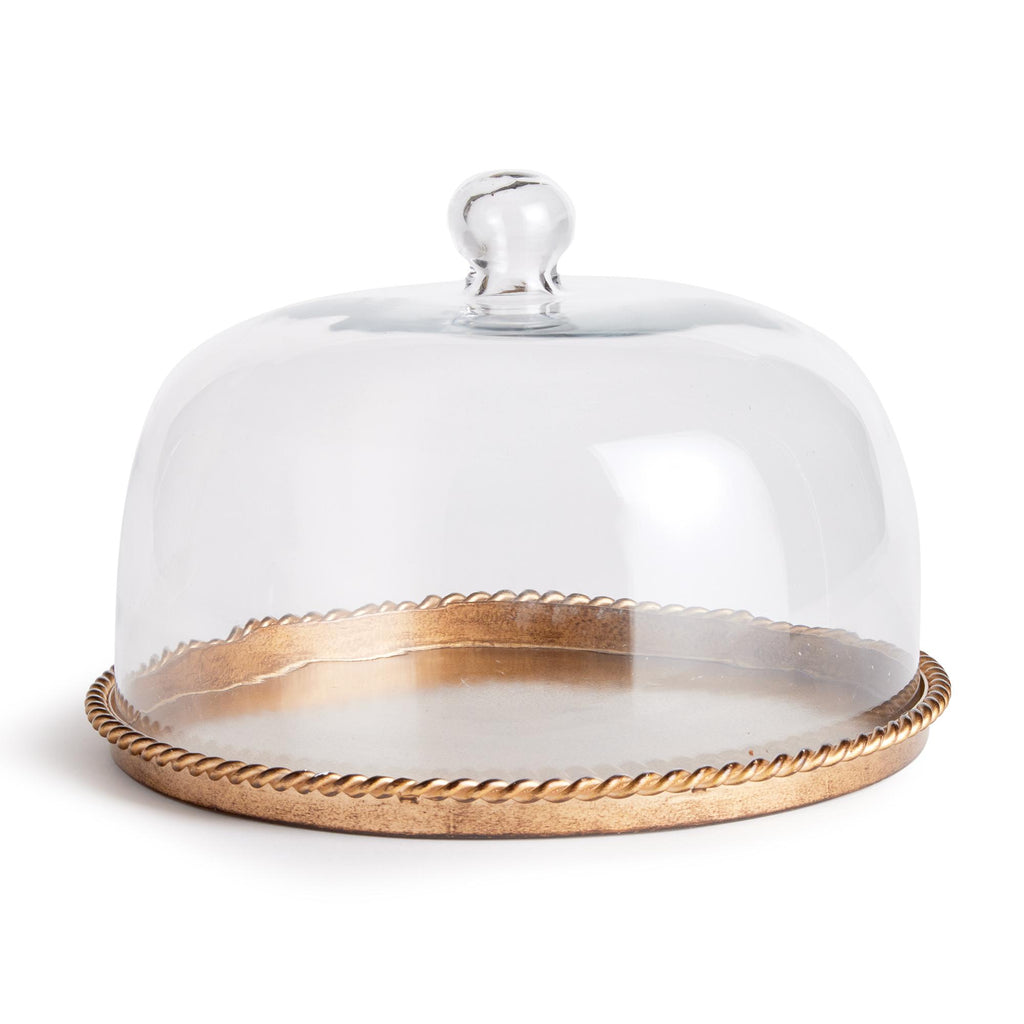 Napa Antique Gold Braiden Tray With Cloche Large